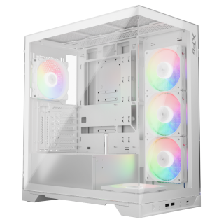 XPG INVADER X Mid-Tower PC Chassis WHITE with 5*ARGB, riser cable - INVADERXMT-WHCWW